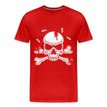 Crâne retro Sang Sang Sang Vintage - T-shirt bio Premium Homme - rouge - Devant - Damien (186cm)