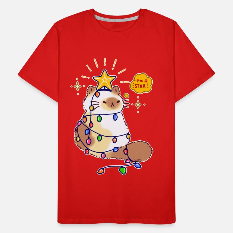 Cat String Light Star Christmas Tree Gift Men's Premium Organic T-Shirt