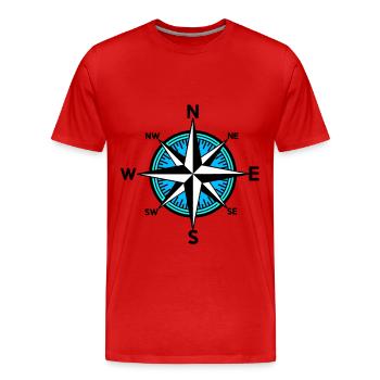 Boussole Nautique Marin Ahoi Wind Rose Voyage - T-shirt bio Premium Homme - rouge - Devant - Damien (186cm)