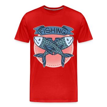 Fishing Fish Lake River Pond Fin Bait Gift - Men's Premium Organic T-Shirt - red - Front - Damien (186cm)