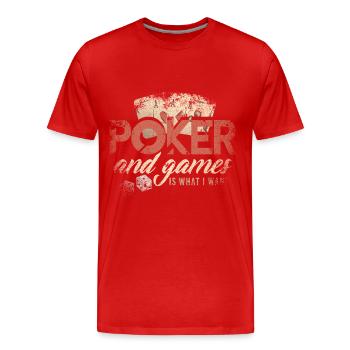 Idée Cadeau Poker - T-shirt bio Premium Homme - rouge - Devant - Damien (186cm)