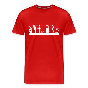 Drôle de vélo voiture stations-service design cadeau - T-shirt bio Premium Homme - rouge - Devant - Damien (186cm)