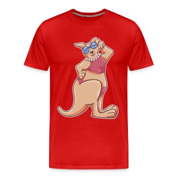 Kangourou femme australie marsupial maman maman douce - T-shirt bio Premium Homme - rouge - Devant - Damien (186cm)