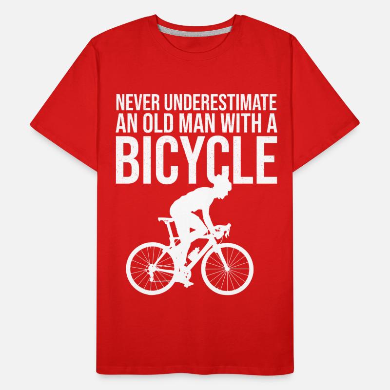 Never Underestimate An Old Man With A Bicycle Tee Männer Premium Bio T-Shirt