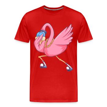 dabbing flamingo funny party bird - Men's Premium Organic T-Shirt - red - Front - Damien (186cm)