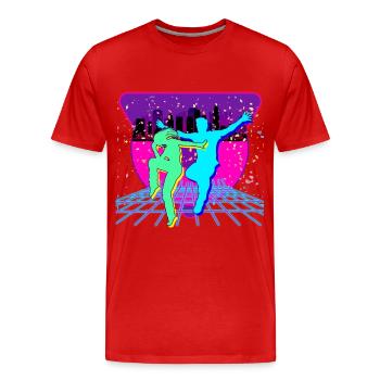 80er Party - Männer Premium Bio T-Shirt - Rot - Vorne - Damien (186cm)