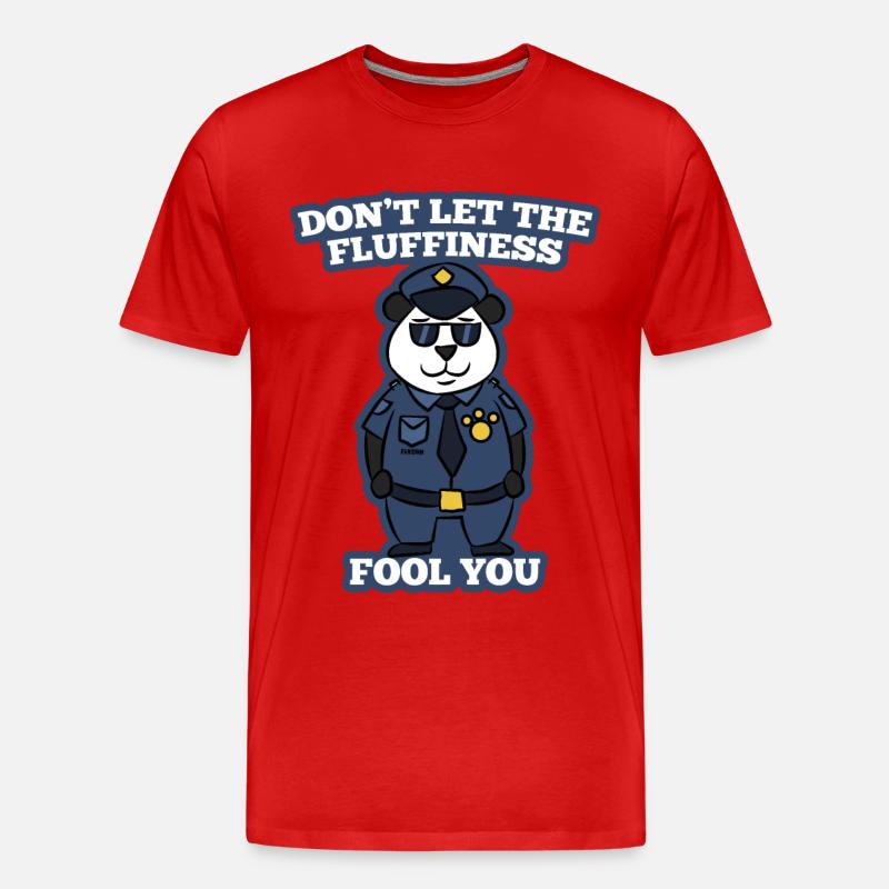 Panda Bär Polizei Sicherheit Geschenk - Männer Premium Bio T-Shirt - Rot