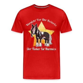 Irish Tinker Pferd Gypsy Cop - Männer Premium Bio T-Shirt - Rot - Vorne - Damien (186cm)