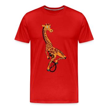 Monocycle, girafe monocycle - T-shirt bio Premium Homme - rouge - Devant - Damien (186cm)