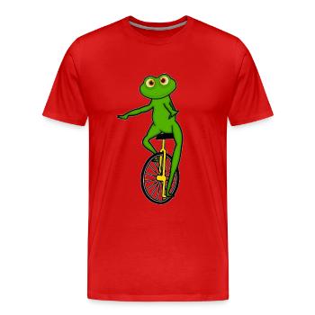 Monocycle, grenouille monocycle - T-shirt bio Premium Homme - rouge - Devant - Damien (186cm)