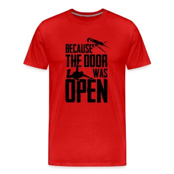Parachutisme | Idée cadeau avion Skydive Skydiver - T-shirt bio Premium Homme - rouge - Devant - Damien (186cm)