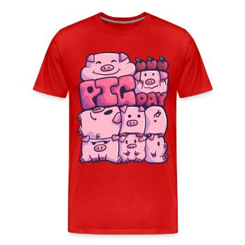Pig pigday pig farm farm friend - Men's Premium Organic T-Shirt - red - Front - Damien (186cm)