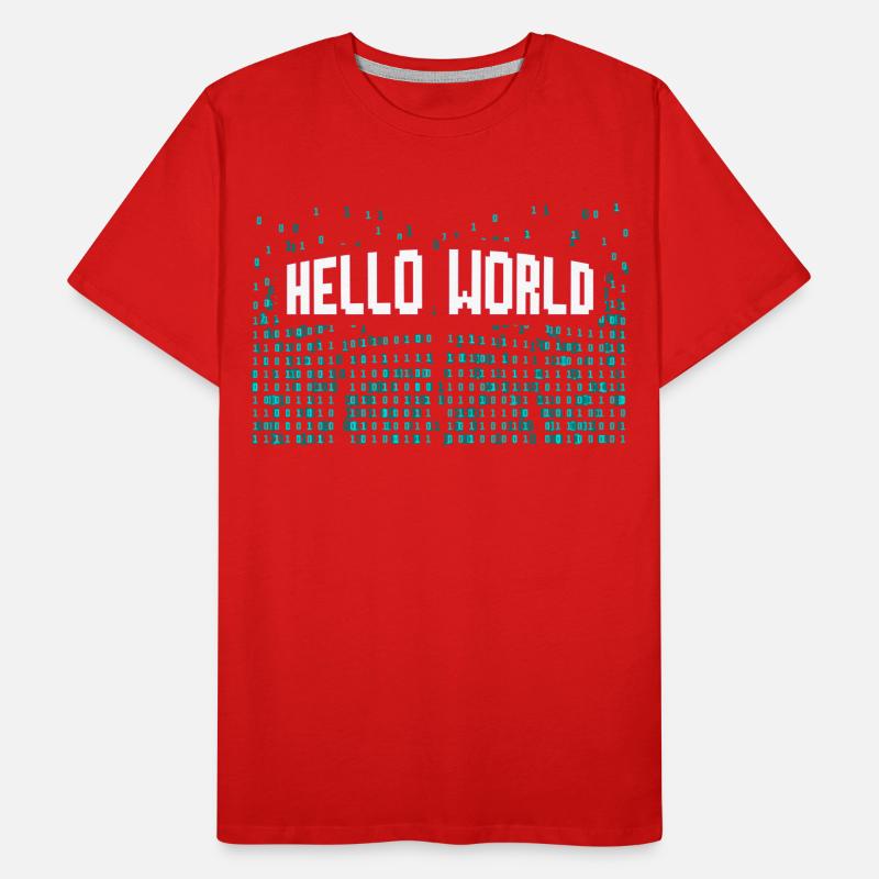 Hello World Computer Scientist Gift Men's Premium Organic T-Shirt