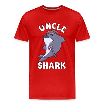 Uncle Shark uncle man brother shark - Men's Premium Organic T-Shirt - red - Front - Damien (186cm)