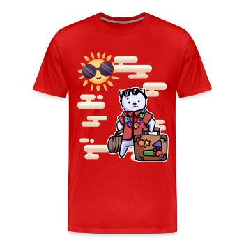 Cat vacation suitcase heaven - Men's Premium Organic T-Shirt - red - Front - Damien (186cm)