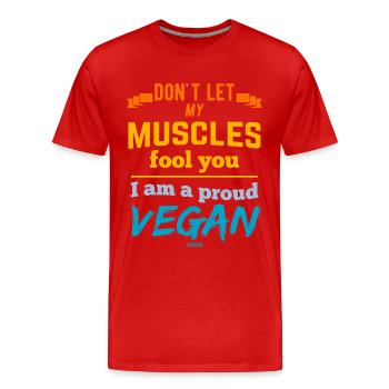Vegan Vegan Veganism Veggie Gift - Men's Premium Organic T-Shirt - red - Front - Damien (186cm)