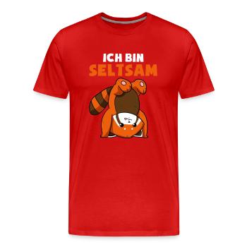 Ich Bin Seltsam Komisch Lustig Außenseiter - Männer Premium Bio T-Shirt - Rot - Vorne - Damien (186cm)