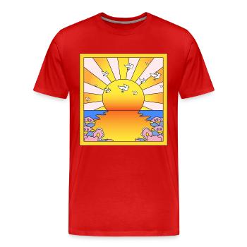 California Orange Sunshine LSD Blotter - Men's Premium Organic T-Shirt - red - Front - Damien (186cm)
