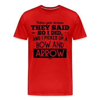Tir à l’arc Archer Flèche - T-shirt bio Premium Homme - rouge - Devant - Damien (186cm)