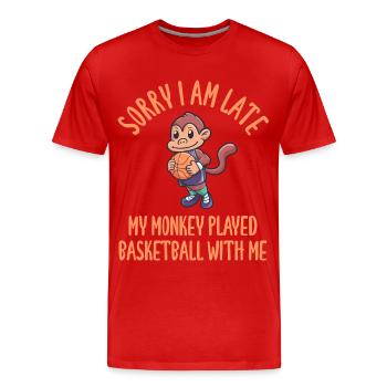 Basketball monkey pet sport gift - Men's Premium Organic T-Shirt - red - Front - Damien (186cm)