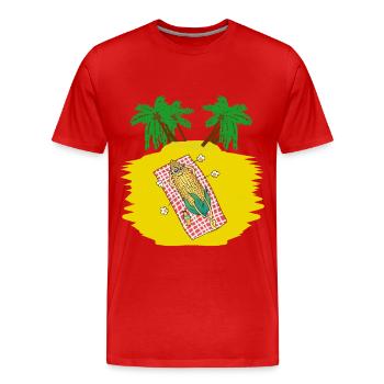 Vacationers Tourist Lazy Laziness Leisure Heat - Men's Premium Organic T-Shirt - red - Front - Damien (186cm)
