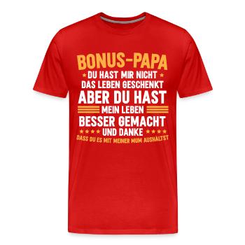 Bonus Papa Stiefvater Geschenk Pflegevater - Männer Premium Bio T-Shirt - Rot - Vorne - Damien (186cm)