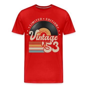 vintage Vinyl 1953 birthday gift idea 69 years - Men's Premium Organic T-Shirt - red - Front - Damien (186cm)