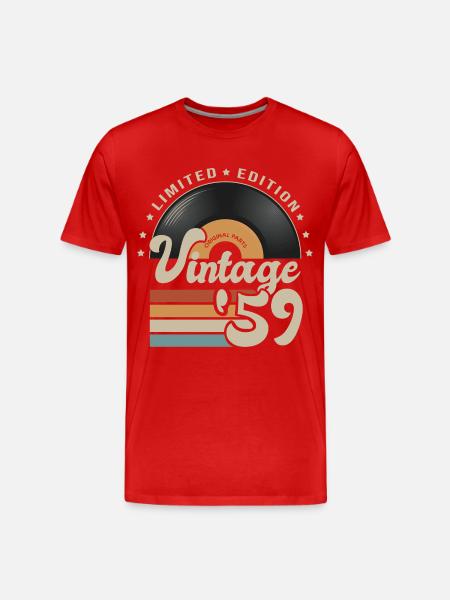 vinilo vintage 1959 idea de regalo de cumpleaños 62 años - Camiseta orgánica premium hombre - rojo