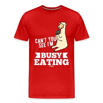 Lama - Men's Premium Organic T-Shirt - red - Front - Damien (186cm)