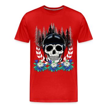 Bergsteiger Wald Wildnis Extremsport Enzian Natur - Männer Premium Bio T-Shirt - Rot - Vorne - Damien (186cm)