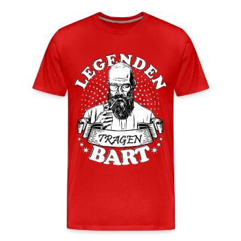 Legenden tragen Bart - Männer Premium Bio T-Shirt - Rot - Vorne - Damien (186cm)