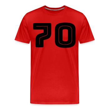Number 70 - Birthday - Jersey Number - Men's Premium Organic T-Shirt - red - Front - Damien (186cm)