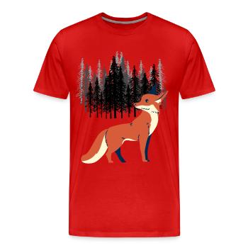 Renard Norvège Scandinavie Cerf rouge Faune - T-shirt bio Premium Homme - rouge - Devant - Damien (186cm)