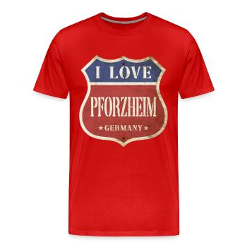 Pforzheim Deutschland Stadt I Love Vintage Retro - Männer Premium Bio T-Shirt - Rot - Vorne - Damien (186cm)