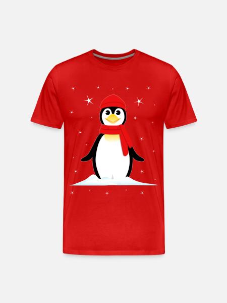 Penguin Snow Stars - Men's Premium Organic T-Shirt - red