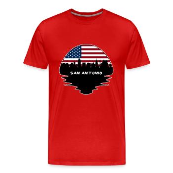 San Antonio Texas États-Unis Flag Skyline Silhouette - T-shirt bio Premium Homme - rouge - Devant - Damien (186cm)