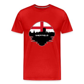 Sheffield-England-Flaggen-Skyline-Schattenbild-Reise - Männer Premium Bio T-Shirt - Rot - Vorne - Damien (186cm)