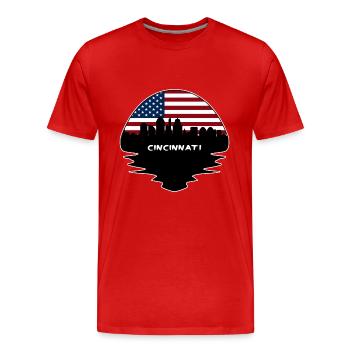 Cincinnati Ohio États-Unis Flag Skyline Silhouette Voyage - T-shirt bio Premium Homme - rouge - Devant - Damien (186cm)