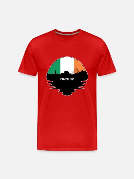 Dublin-Irland-Flaggen-Skyline-Schattenbild-Reise - Männer Premium Bio T-Shirt - Rot