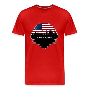 Saint Louis Missouri Usa-Flaggen-Skyline-Schattenbild T - Männer Premium Bio T-Shirt - Rot - Vorne - Damien (186cm)