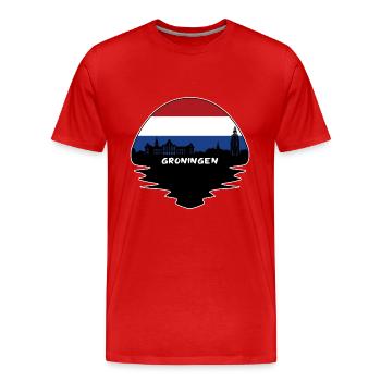 Groningue Pays-Bas Drapeau Skyline Silhouette Trav - T-shirt bio Premium Homme - rouge - Devant - Damien (186cm)