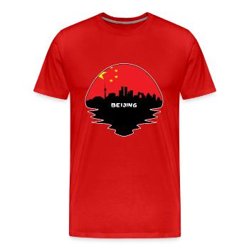 Beijing China Flag Skyline Silhouette Travel - Men's Premium Organic T-Shirt - red - Front - Damien (186cm)