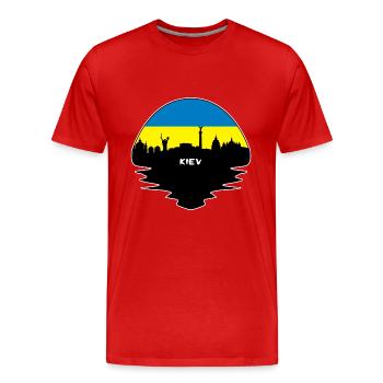 Kiew-Ukraine-Flaggen-Skyline-Schattenbild-Reise - Männer Premium Bio T-Shirt - Rot - Vorne - Damien (186cm)