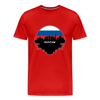 Moscow Russia Flag Skyline Silhouette Travel - Men's Premium Organic T-Shirt - red - Front - Damien (186cm)
