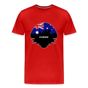 Darwin Australie Flag Skyline Silhouette Voyage - T-shirt bio Premium Homme - rouge - Devant - Damien (186cm)