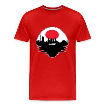 Kobe Japon Flag Skyline Silhouette Voyage - T-shirt bio Premium Homme - rouge - Devant - Damien (186cm)