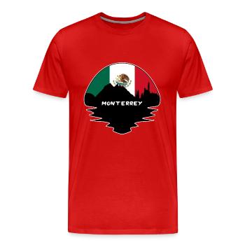 Monterrey Mexiko Flagge Skyline Silhouette Reisen - Männer Premium Bio T-Shirt - Rot - Vorne - Damien (186cm)