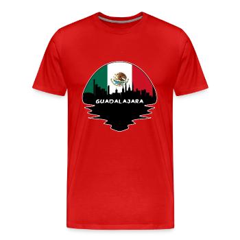 Guadalajara Mexique Flag Skyline Silhouette Voyage - T-shirt bio Premium Homme - rouge - Devant - Damien (186cm)