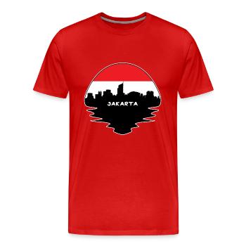 Jakarta Indonesien Flagge Skyline Silhouette Reisen - Männer Premium Bio T-Shirt - Rot - Vorne - Damien (186cm)