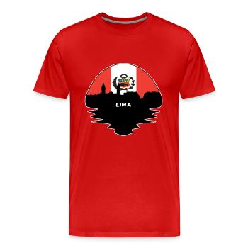 Lima Peru Flag Skyline Silhouette Travel - Men's Premium Organic T-Shirt - red - Front - Damien (186cm)